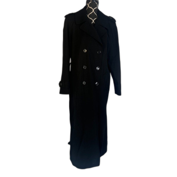 Jonathan Michael Wool VTG Black Double Breasted Made in USA Trench Jacket Sz 10 - Picture 13 of 13